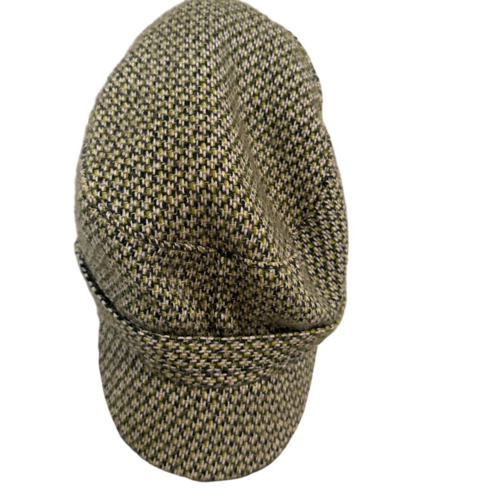 Dey Newsboy Cap Green and Mustard Tweed Houndstooth
